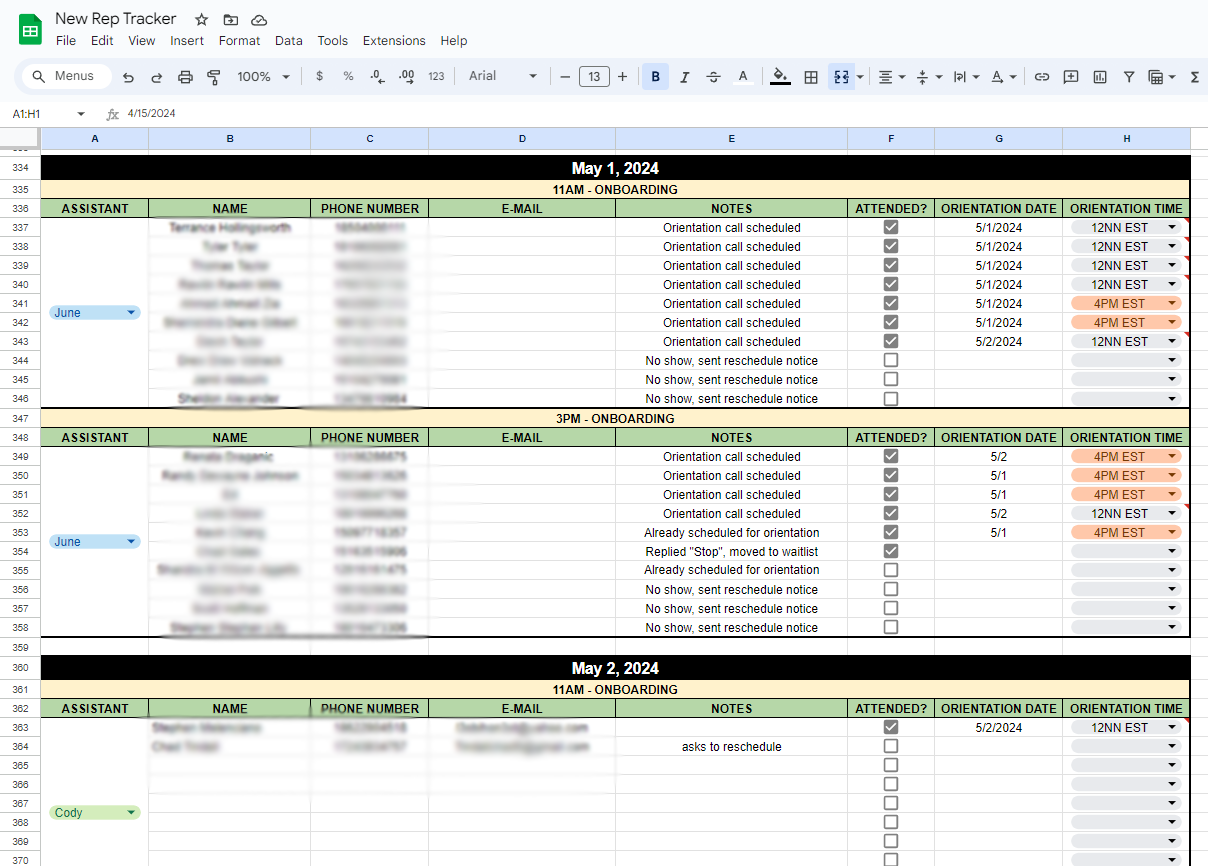 Google Sheets Interview Productivity Tracking System